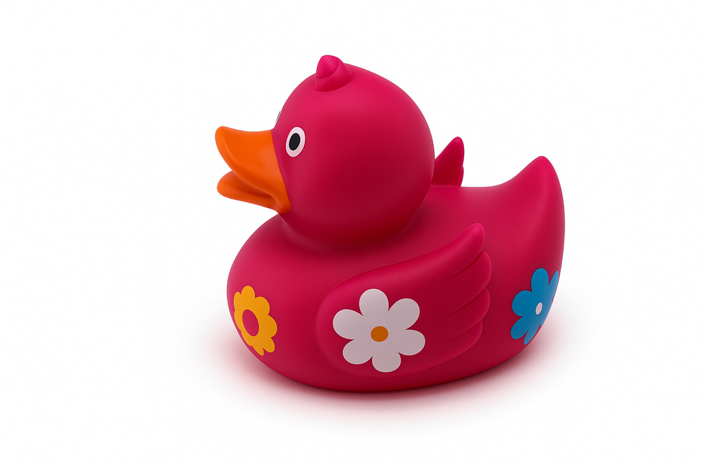 Bath Duck With Flower Dark Pink
