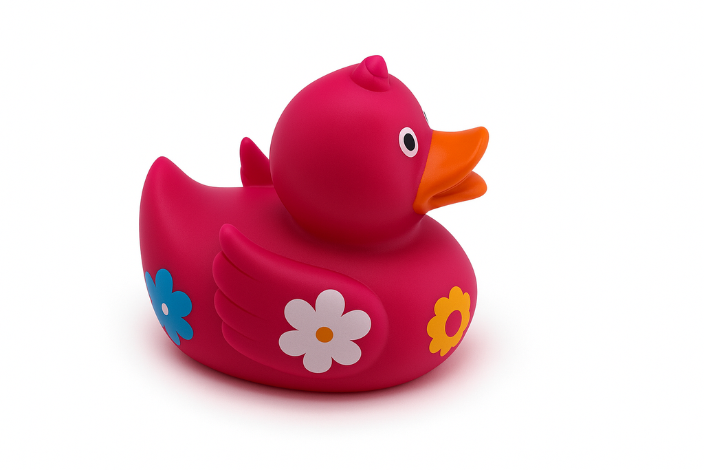 Bath Duck With Flower Dark Pink