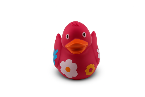 [RBDD0018] Bath Duck With Flower Dark Pink